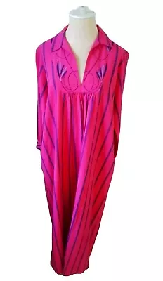 Vtg Diseno JOSEFA Caftan Maxi Dress Fuchsia Pink Embroidered SZ M-L* RARE! EVC • $399.99