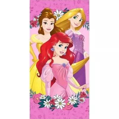 Disney Princess Beach Towel Pink Flowers 70 X 140cm (1) COTTON • £14.99