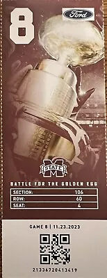 2023 Mississippi State Bulldogs Collectible Football Ticket Stub Egg Bowl • $5.99