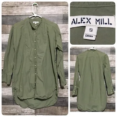Alex Mill Button Up Shirt Women’s S Olive Green Lightweight Mandarin Collar M8 • $27.99