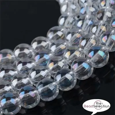 £3.19 • Buy 100 CLEAR 'AB' RAINBOW LUSTRE ROUND GLASS BEADS 8mm JEWELLERY MAKING GLS104
