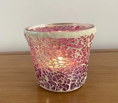 Vintage Yankee Candle Purple To Pink Mosaic Votive Holder Excellent Condition • £5