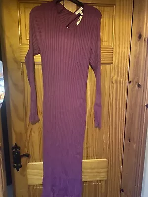 H&M Purple Magenta Knit BodyCon Dress Size XL Bnwt  • £8