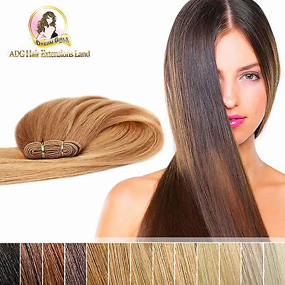 24” European 100% Human Weft Hair Extensions Double Drawn 50g Black/Brown/Blonde • $91.34