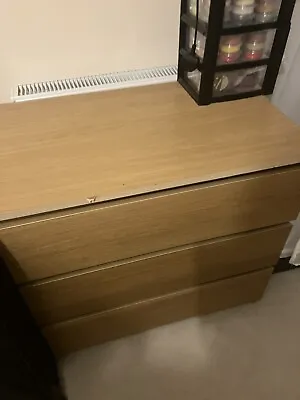 IKEA Malm Chest Of 3 Drawers Oak • £30