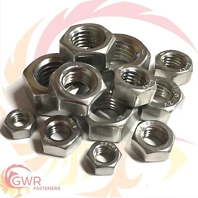 10-32 1/4 5/16 3/8 7/16  1/2  5/8  Unf Imperial A2 Stainless Steel Hex Full Nuts • £121.14
