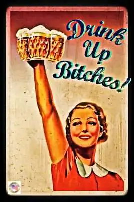 Drink Up! Funny Metal Sign 8x12 Made In Usa! Man Cave Tiki Bar She Shed Garage • $14.99