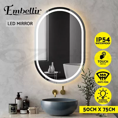 Embellir LED Wall Mirror With Light 50X75CM Bathroom Decor Oval Mirrors Vanity • $102.95