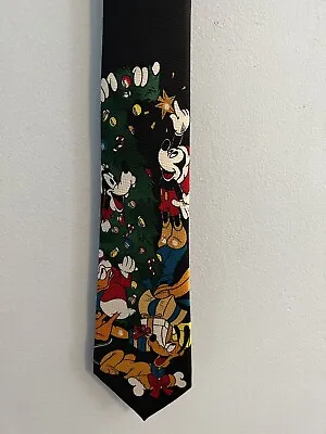 Disney Christmas Tie Mickey Mouse Donald Duck Pluto Goofy Brand VTG • $24