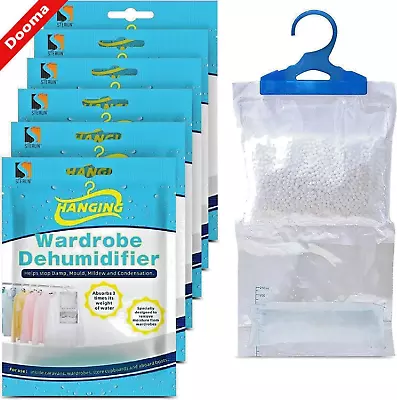 1-48 Hanging Wardrobe Dehumidifier Bags Damp Mould Moisture Mildew (220g) 1 Bag • £2.19