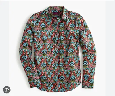 J.CREW Liberty Primrose Floral Print Perfect Shirt In Black Multi Size 2 NWT • $59.99