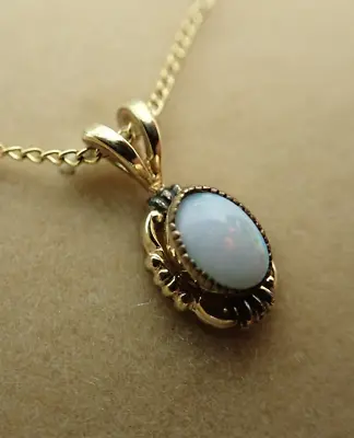 Vintage Gold Filled Opal Cabochon Pendant Necklace NOS New Old Stock • $27.95