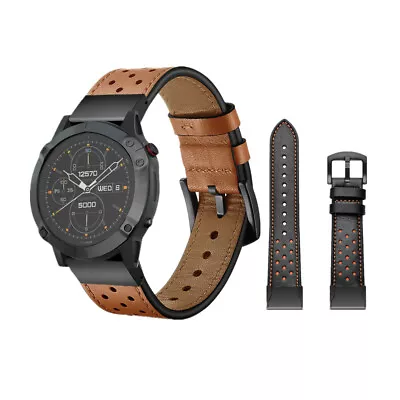 Watch Band For Garmin Fenix 7X 7 6X 6 5X 5 Quick Fit Dots Genuine Leather Strap • $25.99