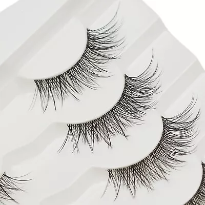 3D Lashes Natural Look False Eyelashes Wispy Cross Looking Long Strip Fake Curl • £4.99