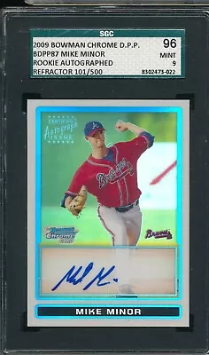 #101/500 Sgc 9 Mike Minor Rc Autograph Rookie 2009 Bowman Refractor Chrome Tphlc • $28.50