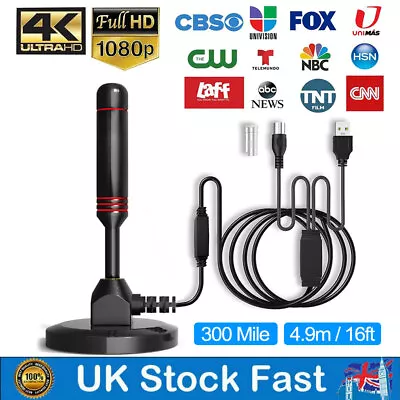 300M TV Antenna Indoor Outdoor Digital HD Freeview Aerial Ariel W/Magnetic Base • £11.39
