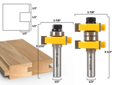$49.95 • Buy 1-1/2  2 Bit Tongue And Groove Router Bit Set - 1/2  Shank - Yonico 15224