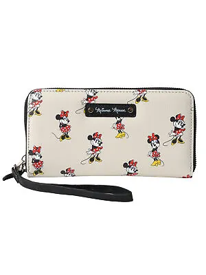 Disney Women's Minnie Mouse Zip Around Wallet All-Over Character Print Wristlet • $29.99