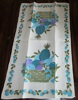 Vintage Towel Fruit In A Basket Soft Baby Blue Lavender & Aqua Colors • $14.49