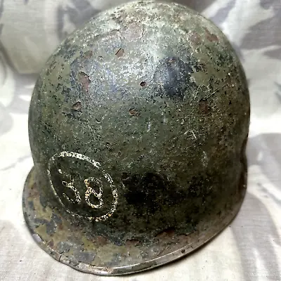 Original WW2 US Army M1 Helmet - Front Seam - Unit Marked • £125