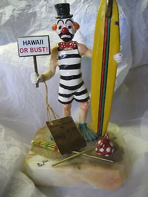 Ron Lee Surfer Clown HANG TAG Hawaii Or Bust 8.25  TALL Signed Ron © 85 ONYX • $39.99