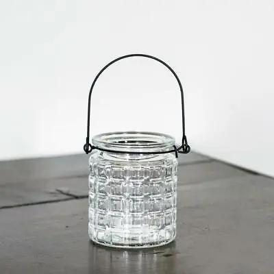 £4 • Buy Clear Glass Hanging Lantern, Candle Tea Light Holder, Rustic Pot With Handle