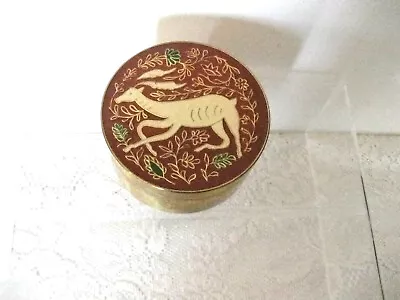 Vintage Cloisonne Reindeer Trinket Box Christmas Enamel Brass #PC1 • $29.50