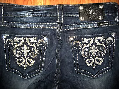 Miss Me Jeans Boot  Whiskered Denim Western Women's Size 31 • $49