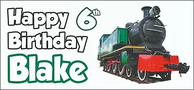 £6.95 • Buy Steam Engine Train 6th Birthday Banner X2 Party Decorations Boys Kids ANY NAME 