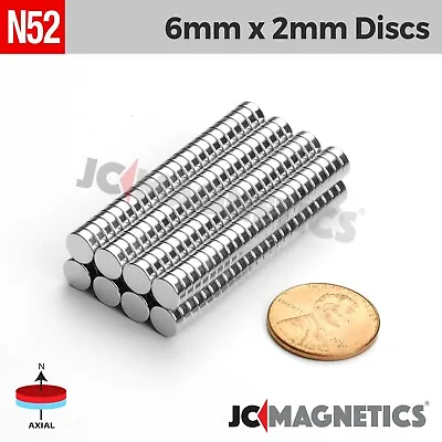 6mm X 2mm 1/4  X 5/64  N52 Strong Round Disc Rare Earth Neodymium Magnet 6x2mm • $145