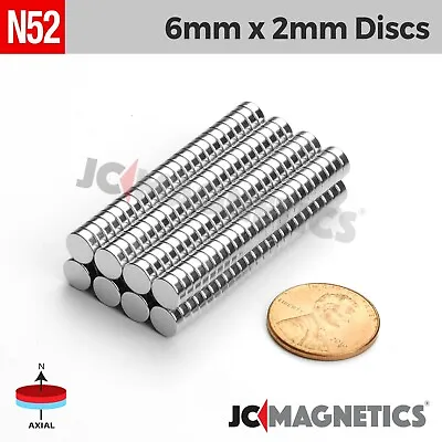 6mm X 2mm N52 Strong Round Disc Rare Earth Neodymium Magnet 6x2mm • $23.50