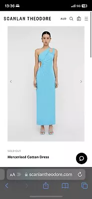 $350 • Buy Scanlan Theodore Mercerised Cotton Dress Size 12 Turquoise 