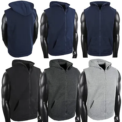 Thicker Tech Fleece Vest Hoodie Mens Sport Jacket Pockets Zip Up Flannel Hooded • $21.95