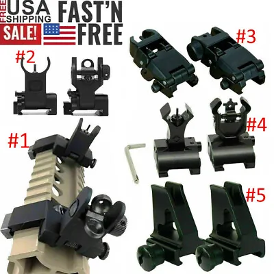 45 Degree Rapid Offset Folding Flip Up Iron Front Rear Sight Backup Rifle Sights • $19.92