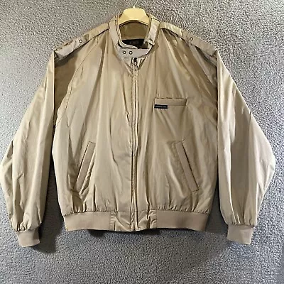 Vintage Members Only Jacket Mens Medium Khaki Bomber Full Zip Windbreaker Racer • $19.99