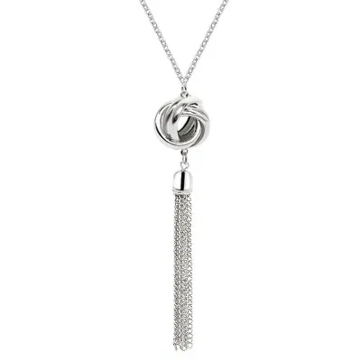 925 Sterling Silver Plated Tassel Drop Long Chain Round Bead Necklace Gift • £5.49