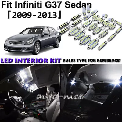 13x White LED Interior Lights Package Kit For 2009 - 2013 Infiniti G37 Sedan • $11.41