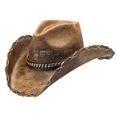 Stampede Hats - Black Stained Cowboy Hat W- Chain Hat Band • $84.99