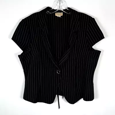 Vintage MKM Designs Pinstripe Short Sleeve Blazer Corest Style Back Top Size XL  • $30