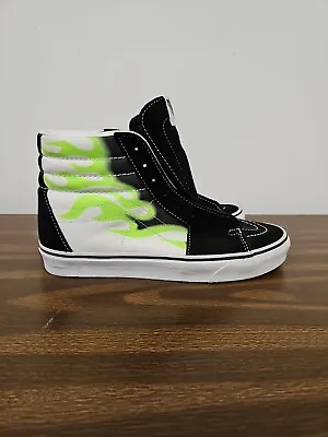 VANS Sk8 Hi Flame - Black / True White / Green Mens US Size 9 • $45