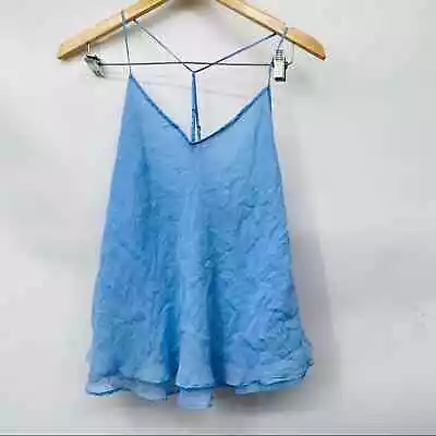 Anthropologie Eloise Silk Ruffle Layered Cami Tank Blue L • $15.50