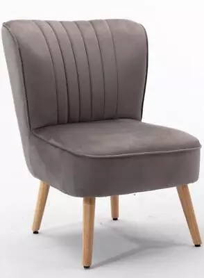 Velvet Bedroom Chair  Accent Chair Wood Legs Plush Diana Chair Grey Velvet • £69.95