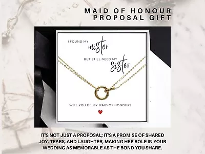 Maid Of Honour Proposal Gift Dainty CIrcle Necklace Bridal Party Jewellery • £19.99