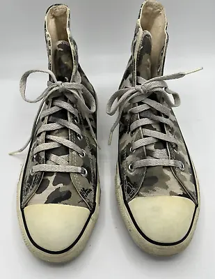 Vintage Converse Chuck Taylor All Star Hi Top Gray Camo Mens 9 USA • $50