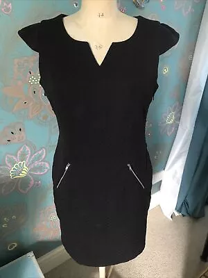Dorothy Perkins Ladies Size 16 Black Smart Office Wear Pencil Dress Frill Sleeve • £1.50