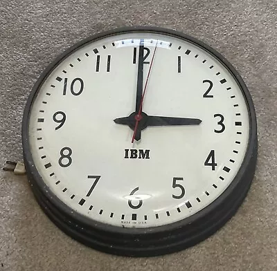 Vintage IBM Industrial School Clock 13  METAL Made In USA *For Parts Only* • $41