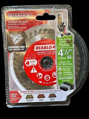 DIABLO 4-1/2 In. Turbo Diamond Masonry Cut-Off Blade-115mm- DDD045TUR101C • $8