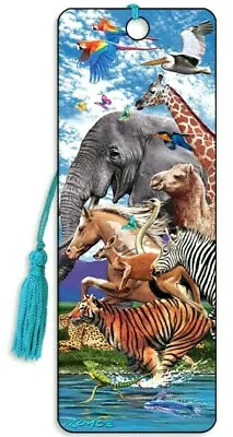 3D Bookmark Tiger Elephant Parrot Kangaroo Horse Camel Lizard Animal Lover Gift • £4.19