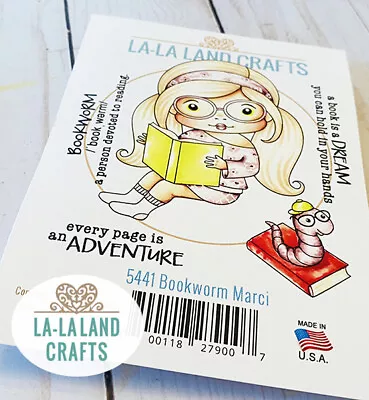 BOOKWORM MARCI-La-La Land Crafts Cling Mount Rubber Stamp-Stamping Craft-Reading • $12