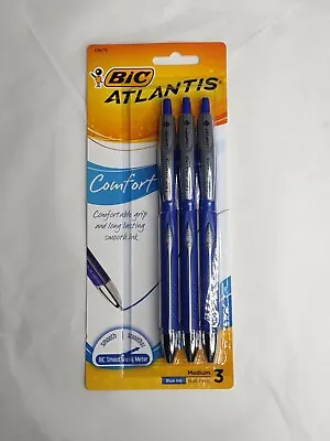 £19.17 • Buy Bic Atlantis Comfort Medium Blue Ink Ball Pens 19675 (1 Pack Of 3)